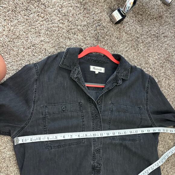Madewell Women’s Denim Popover Top Sz M Black Wash Essential Closet Staple - Picture 10 of 11